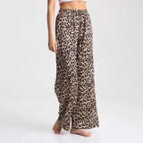 Popular, , New  summer new explosive leopard print casual wide-leg pants elastic waist woven trousers