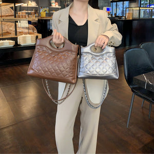 GOOSUDU 2025 popular winter new chain small fragrant wind portable shoulder oblique span bag high sense Internet celebrity women's bag soft leather diamond