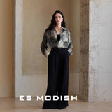 2025 ES MODISH spring new temperament  retro sudden long-sleeved shirt jacket women's loose and thin top