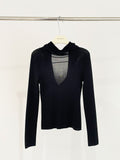 2025 ES MODISH spring new product girls must-have artifact slim and thin pile collar backless Tencel knitted sweater