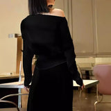 2025 Autumn new chic beautiful shirt shoulder top light mature  smudge long-sleeved t-shirt design sense niche