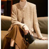 2025 Wool woven small fragrant short coat, tweed jacket  spring and autumn women's clothing, spring short top