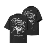 2025 9502 2025n Street 2025 Summer Spider Pattern Design Men's Loose Premium Sense Neutral Short Sleeve T-Shirt