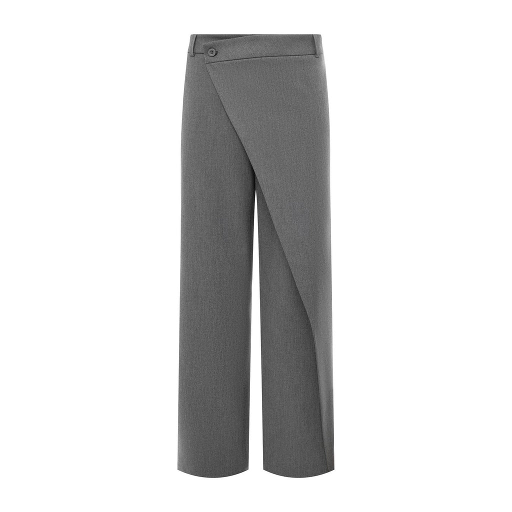 Premium irregular splicing straight wide-leg pants women's  spring new drape suit pants design trousers