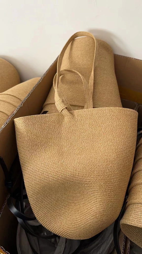 GOOSUDU Straw Bag Summer Niche Designer Bucket Bag Crossbody Shoulder Portable Ins Beach Bag Women's Retro