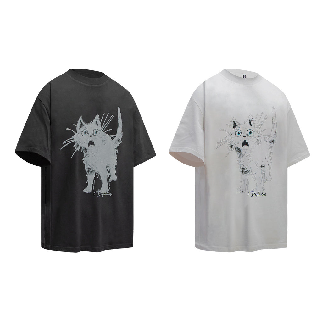 2025 6105 2025n Street 2025 Summer Pattern Printing Design Men's Loose Premium Crew Neck Short Sleeve T-Shirt