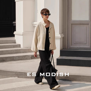 2025 ES MODISH spring new product Korean version of tooling style single-breasted stand-up collar casual versatile Tencel jacket for girls