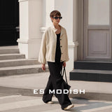 2025 ES MODISH spring new product Korean version of tooling style single-breasted stand-up collar casual versatile Tencel jacket for girls