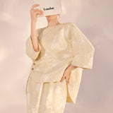 Spring and summer  new Chinese texture fashion loose design touching silk top skirt national style suit women N3016