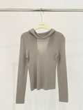 2025 ES MODISH spring new product girls must-have artifact slim and thin pile collar backless Tencel knitted sweater