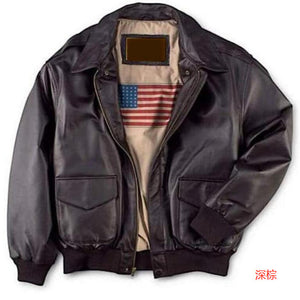 2025 Vintage oversized US Air Force fur one-piece male and female pilot couple leather jacket locomotive fur collar jacket