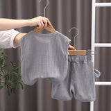 Foreign Trade Children's Wear  Summer New Sleeveless for Boy Comfortable Suit Leisure Sports Children Trendy Clothing Two-Piece Set