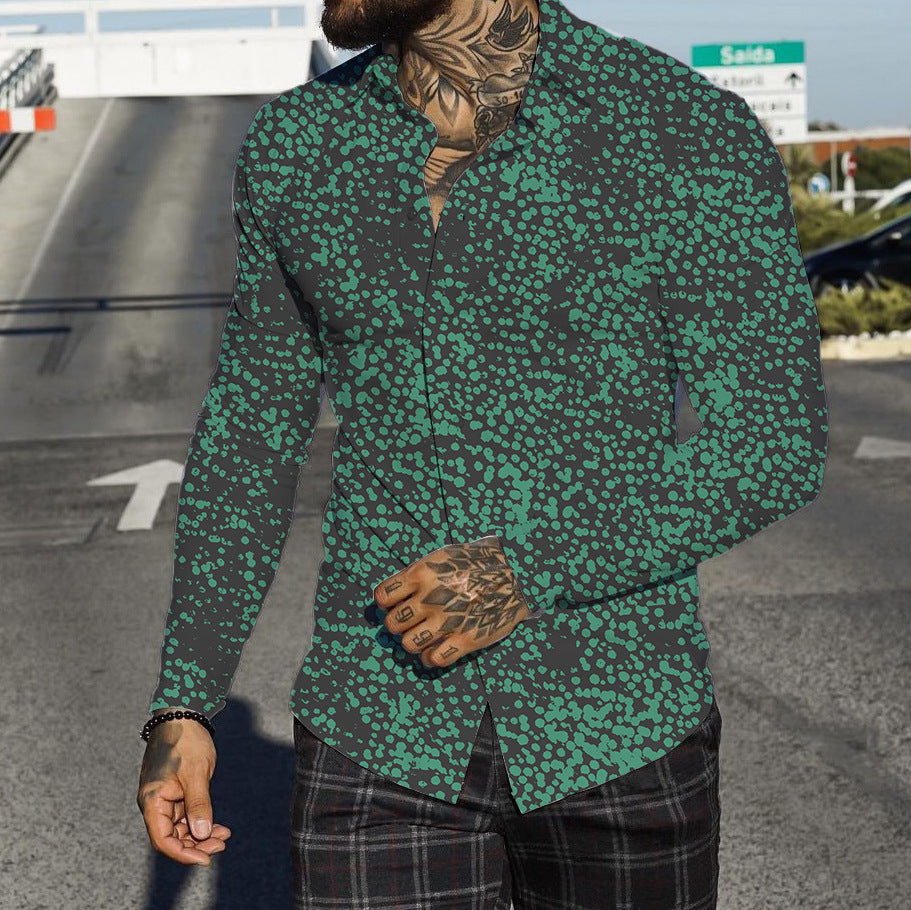 GOOSUDU New  EBay  European and American Men's Shirt 3D Printed Fashion Individual Casual Long Sleeve Shirt Men