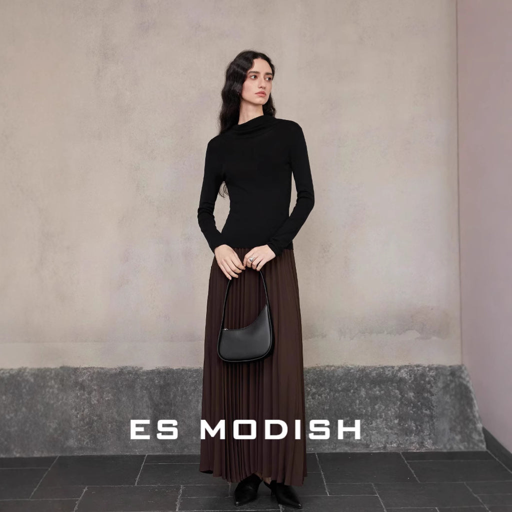 2025 ES MODISH spring new product girls must-have artifact slim and thin pile collar backless Tencel knitted sweater