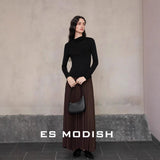 2025 ES MODISH spring new product girls must-have artifact slim and thin pile collar backless Tencel knitted sweater