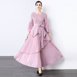 Spring new  light luxury temperament elegant fashion pleated clothes two-piece temperament irregular skirt