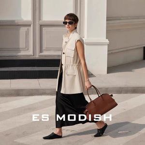 2025 ES MODISH spring new product Korean version niche tooling sleeveless waist vest jacket versatile loose top women