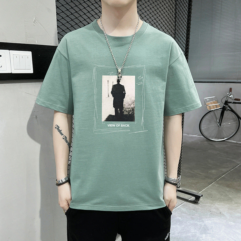 GOOSUDU Short Sleeve T-shirt Men's Cotton Half Sleeve Summer Loose All-Matching Men's Clothing Crew Neck T-shirt Trendy Tops T-shirt Student