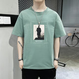 GOOSUDU Short Sleeve T-shirt Men's Cotton Half Sleeve Summer Loose All-Matching Men's Clothing Crew Neck T-shirt Trendy Tops T-shirt Student