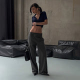 Premium irregular splicing straight wide-leg pants women's  spring new drape suit pants design trousers