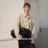 2025 ES MODISH spring new product pleated design casual tooling style versatile jacket premium Tencel short jacket women