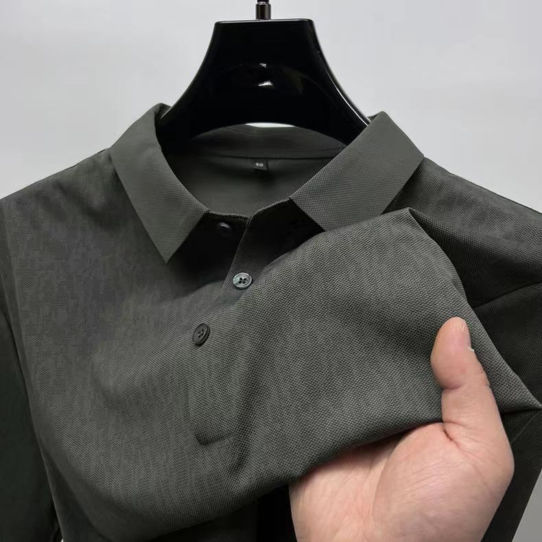 GOOSUDU High-End Camouflage Ice Silk Short Sleeve T-shirt Men's Shirt Collar Summer Trendy Paul Polo Shirt Male Half Sleeve Non-Marking Clothes