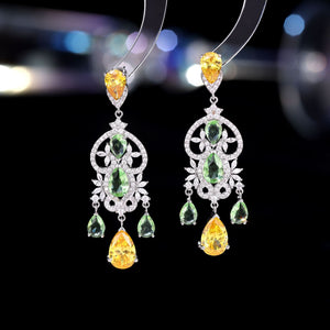 2025 court style exaggerated atmosphere accessories luxury high-end banquet dress bride earrings zircon water drop earrings