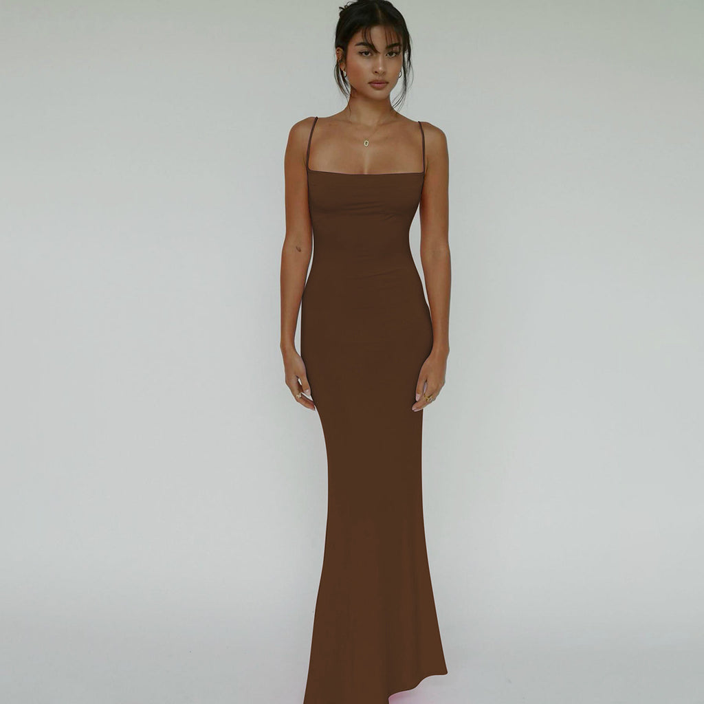 GOOSUDU 2025 spring ins style 2025 women's clothing new  sexy slim backless suspender solid color dress women
