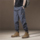 GOOSUDU American Style Overalls Men's Summer Pure Color All-Matching Casual Pants Loose Tactical Pants Men Trendy Brands Mid Waist Ankle-Tied Trousers