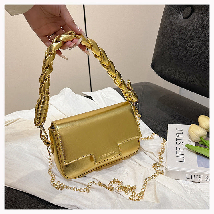GOOSUDU 2025 popular New women's bags, fashionable woven flower portable small square bags, simple candy-colored chains, single shoulder messenger bags, bags.