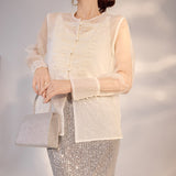 spring new Chinese style temperament suit design sense niche top sequined skirt women M3069
