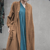 Shan Qian Nianyi design, autumn and winter linen cotton loose style cardigan versatile literary style button coat