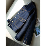 2025 Textured washed denim shirt, design hair beard edge short jacket  spring and autumn women's clothing, cotton denim