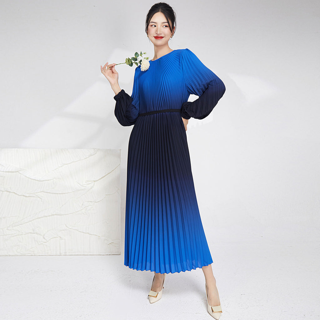 2025 2025 New Popular trade gradual change dress fashion women's loose lace-up thin temperament elegant dress long dress women