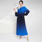 2025 2025 New Popular trade gradual change dress fashion women's loose lace-up thin temperament elegant dress long dress women