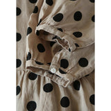 autumn new elegant  medium and long loose five-quarter sleeve polka dot dress literary tower skirt A-shaped skirt