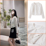 high-end niche gentle temperament socialite style lace embroidered short coat black beaded skirt M2012