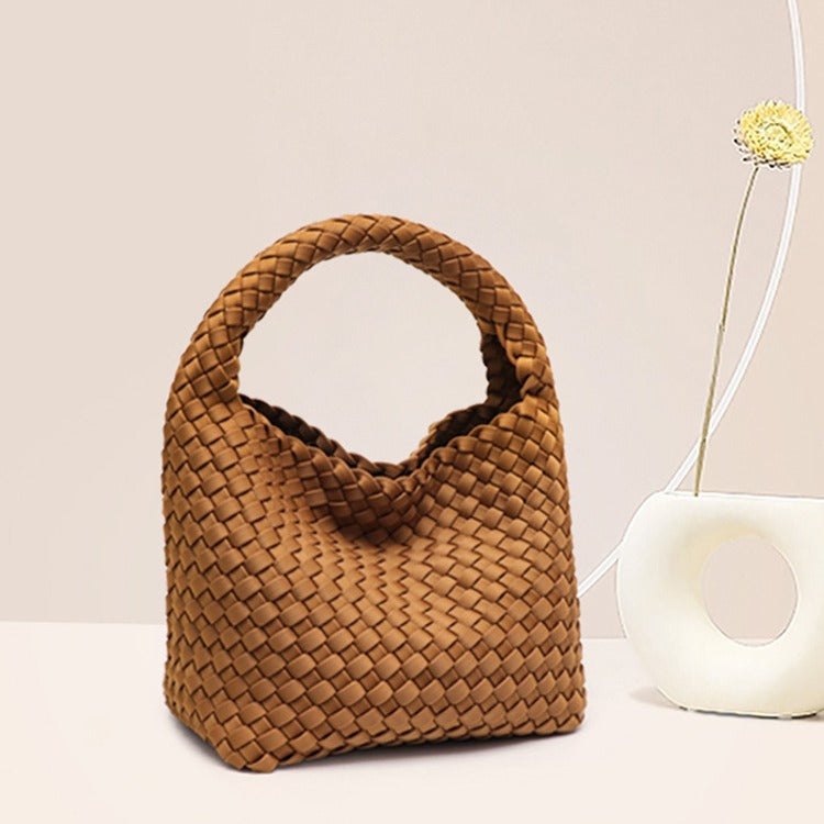 2025 New trendy retro child and mother bag New portable single shoulder diagonal span woven bag large capacity vegetable basket bucket bag