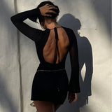 GOOSUDU 2025 backless beach dress with flared sleeves medium and long two-wear knitted dress