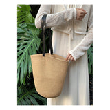 GOOSUDU Straw Bag Summer Niche Designer Bucket Bag Crossbody Shoulder Portable Ins Beach Bag Women's Retro