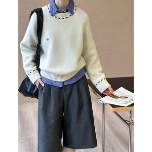 2025 popular autumn and winter new Korean version design round neck long sleeve loose versatile knitted sweater 1015-1