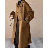 2025 popular winter new coat Korean version of high-end lazy style medium and long with small bag cashmere coat 8639