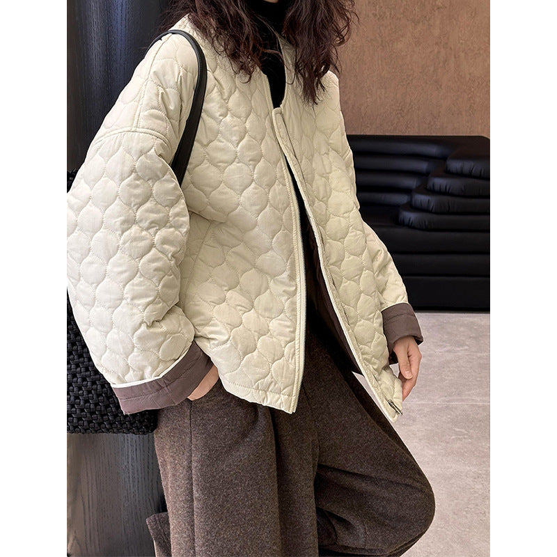 2025 popular autumn new jacket high-end rhombus plaid loose simple versatile cotton clothes 9977-1