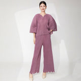 2025 Casual Suit Women's Summer Women's Clothing Large Size Loose Irregular T-Shirt Top Casual Straight Pants Two-piece Set