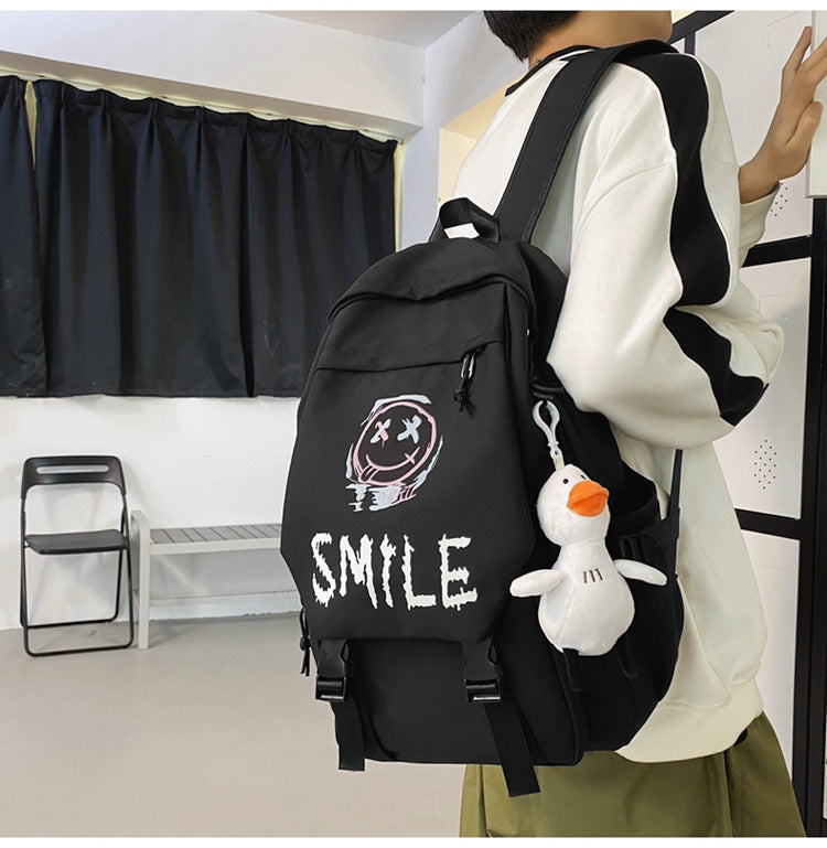 Wholesale Women's Double Backpack Popular Men's Backpack Letters Solid Color Junior High School High School Student Bag Ins Style Fashion
