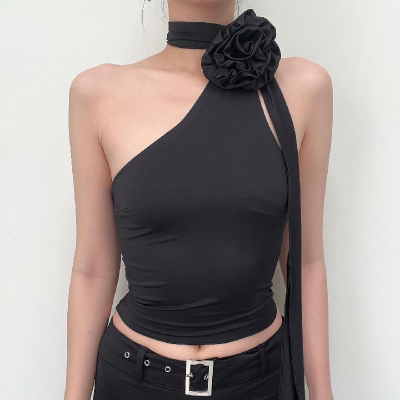 GOOSUDU 2025 YD154 Popular trade Popular,  spring and summer new fashion design sense irregular and changeable shoulder strap flower neck small vest