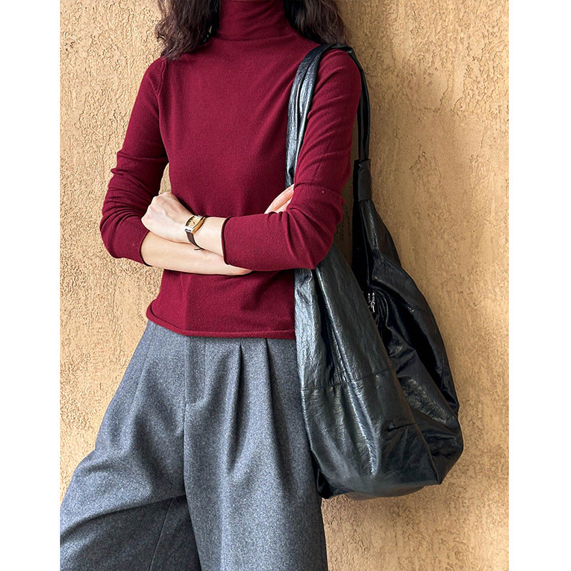 2025 popular autumn new top Korean version semi-turtleneck knitted sweater with semi-turtleneck bottoming shirt 909-2