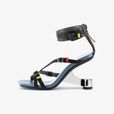 Summer New European America Fashion Style Metal Strange Heels Peep Toe Cut Out Back Strap Bling Women Gladiator Sandals