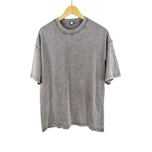 GOOSUDU 230G Heavy American Retro Washed Distressed Cotton T-shirt Men's and Women's Same Style Short Sleeve Summer Trendy All-Match Street