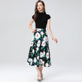 Floral skirt set Women's  early spring new wear a complete set of knitted cardigan tops two-piece set